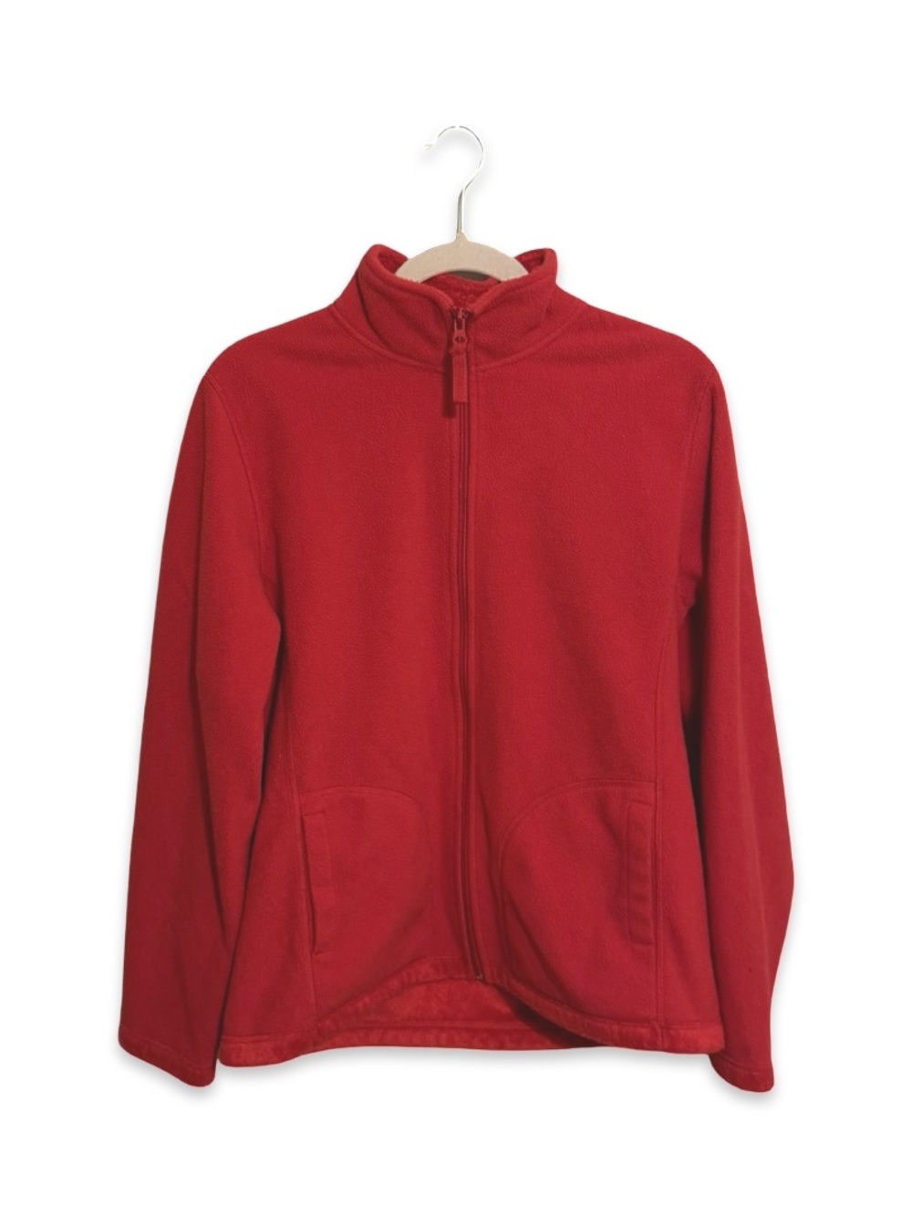 Jane Ashley Women’s Red Full Zip Fleece Jacket Size Medium - Picture 2 of 6